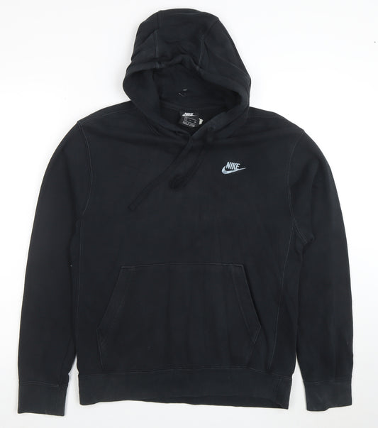 Nike Mens Black Pullover Hoodie Size S Regular Fit Fleece Sweatshirt