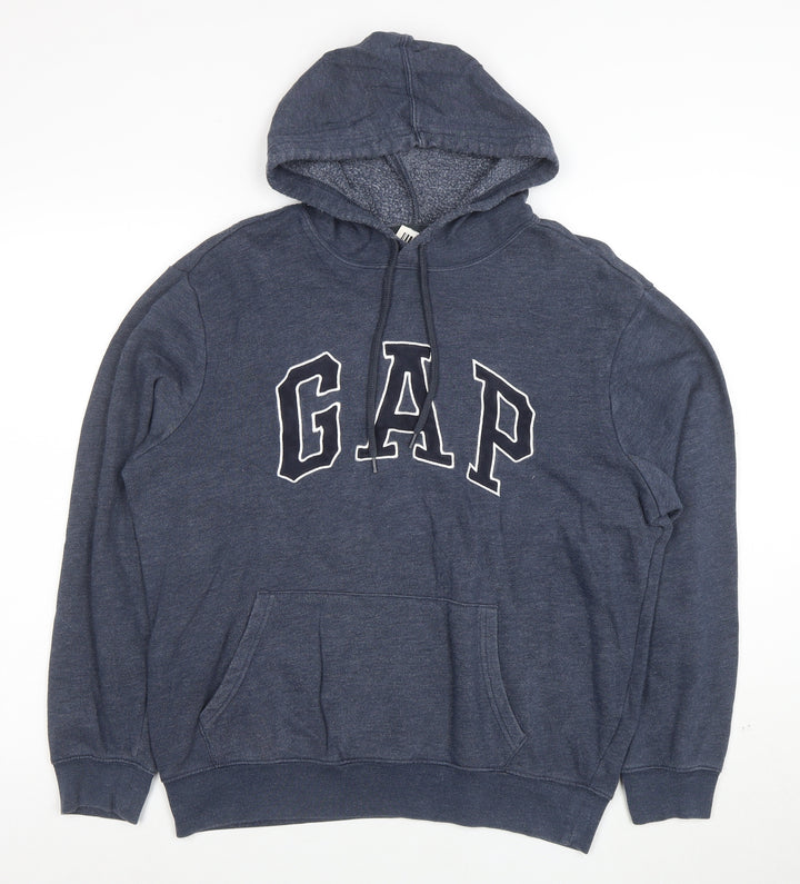 GAP Men’s Blue Pullover Logo Hoodie M Fleece Regular Fit