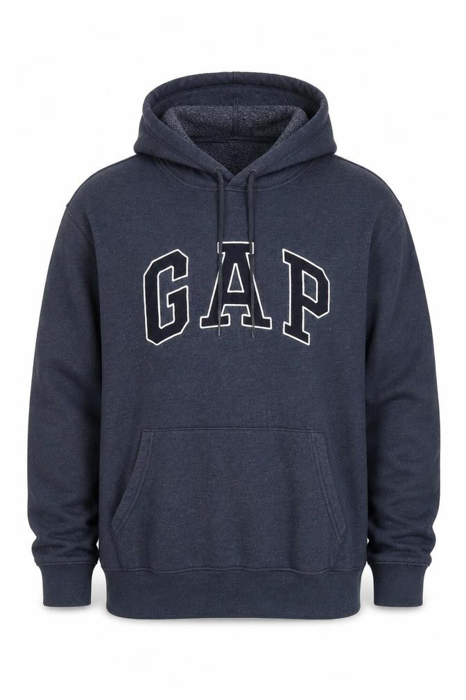 Gap Men’s Blue Pullover Logo Hoodie M Fleece Regular Fit