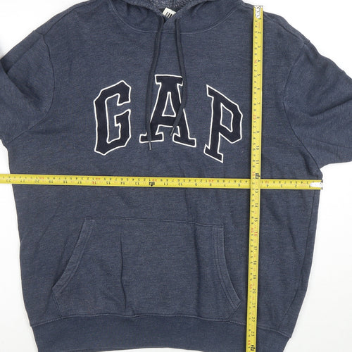 GAP Men’s Blue Pullover Logo Hoodie M Fleece Regular Fit
