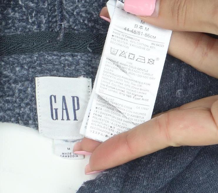 GAP Men’s Blue Pullover Logo Hoodie M Fleece Regular Fit