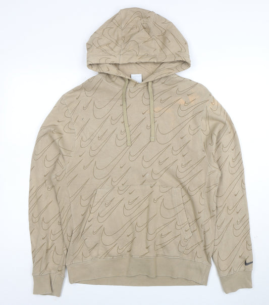 Nike Men's Beige Pullover Hoodie Small Graphic Sportswear