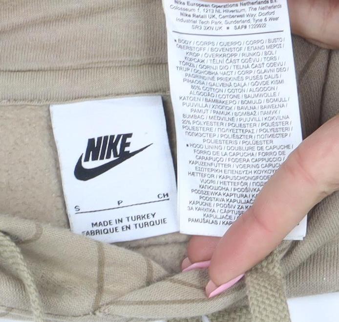 Nike Men's Beige Pullover Hoodie Small Graphic Sportswear