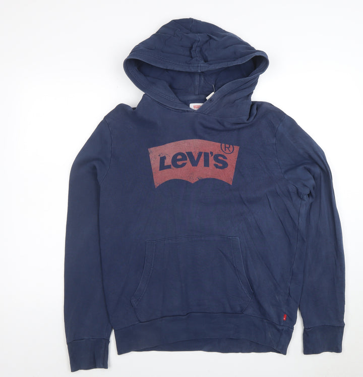 Levi's Men's Blue Graphic Logo Cotton Pullover Hoodie Size S