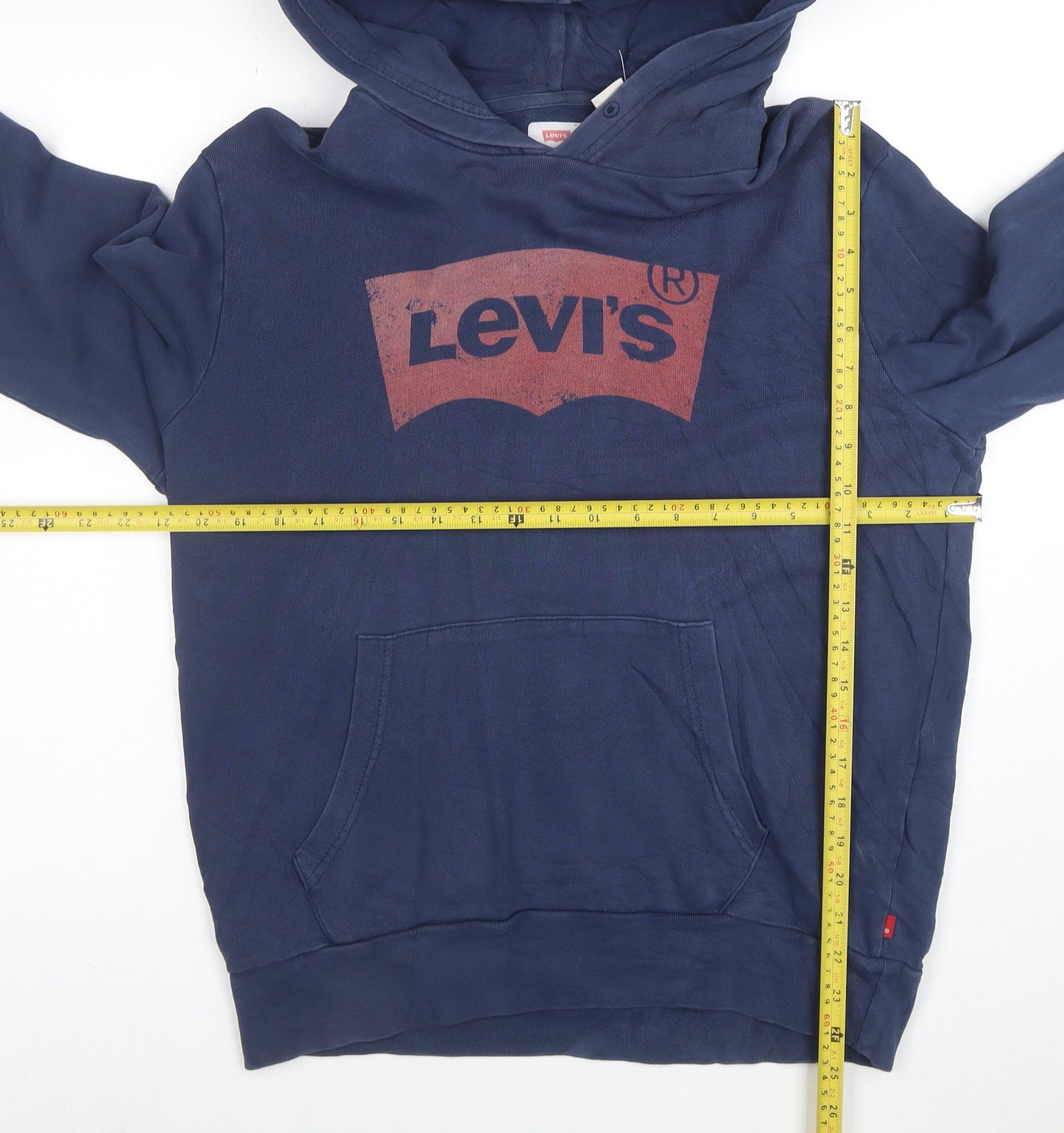 Levi's Men's Blue Graphic Logo Cotton Pullover Hoodie Size S