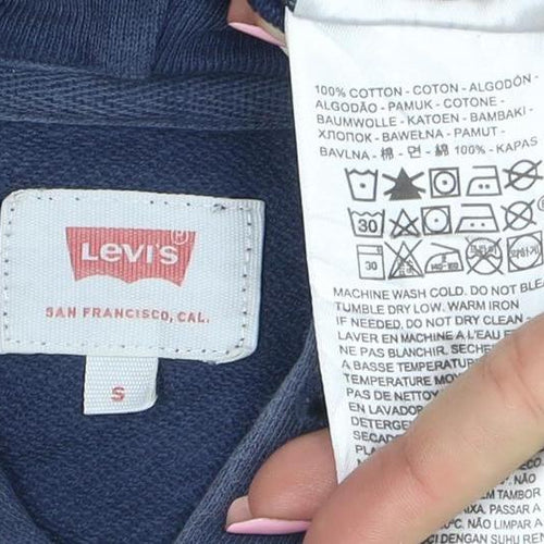 Levi's Men's Blue Graphic Logo Cotton Pullover Hoodie Size S