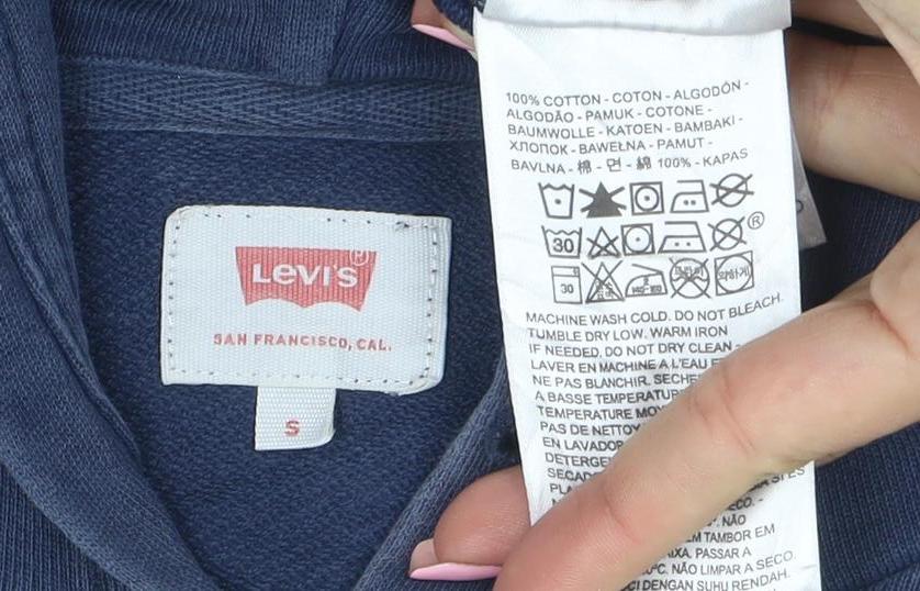 Levi's Men's Blue Graphic Logo Cotton Pullover Hoodie Size S