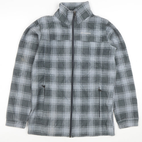 Columbia Women's Grey Plaid Fleece Full Zip Jacket Size L