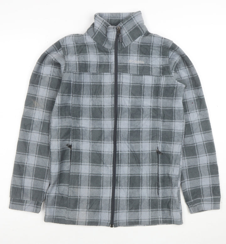 Columbia Women's Grey Plaid Fleece Full Zip Jacket Size L