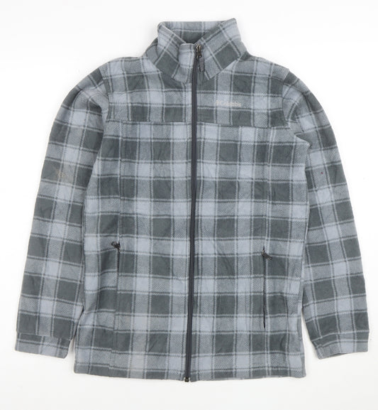 Columbia Women's Grey Plaid Fleece Full Zip Jacket Size L
