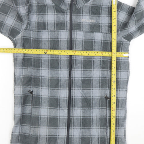 Columbia Women's Grey Plaid Fleece Full Zip Jacket Size L