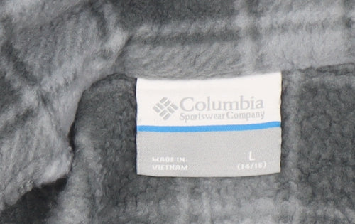 Columbia Women's Grey Plaid Fleece Full Zip Jacket Size L