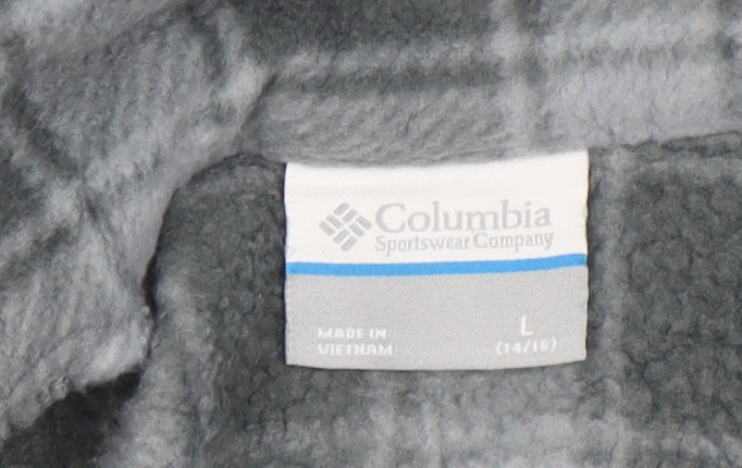 Columbia Women's Grey Plaid Fleece Full Zip Jacket Size L