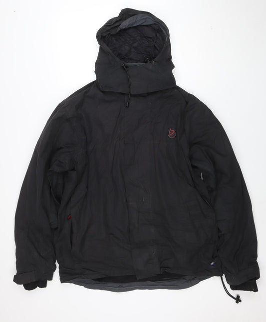 Fjällräven Men's Black M Hooded Windbreaker Jacket Polyester Waterproof