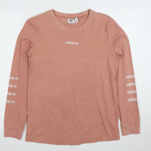 Adidas Women’s Pink Long Sleeve Crew Neck Cotton T-Shirt S
