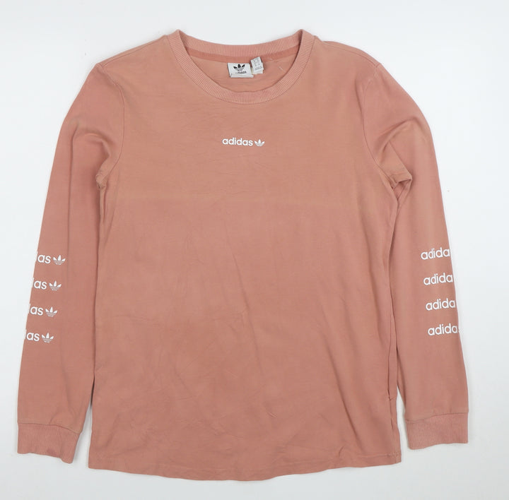 Adidas Women’s Pink Long Sleeve Crew Neck Cotton T-Shirt S