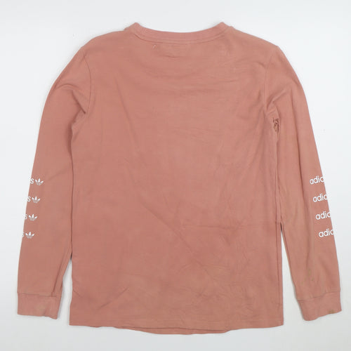 Adidas Women’s Pink Long Sleeve Crew Neck Cotton T-Shirt S