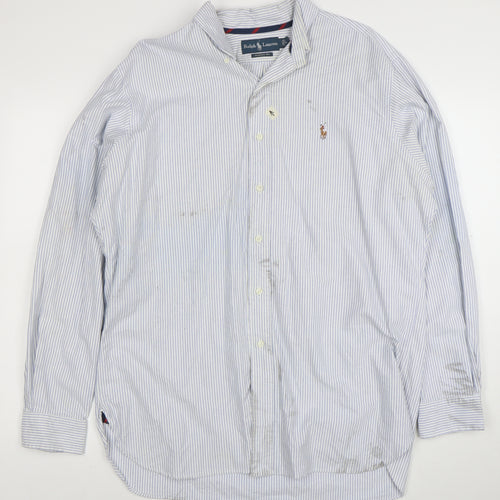 Ralph Lauren Men’s Blue Striped Classic Fit Long Sleeve Shirt L