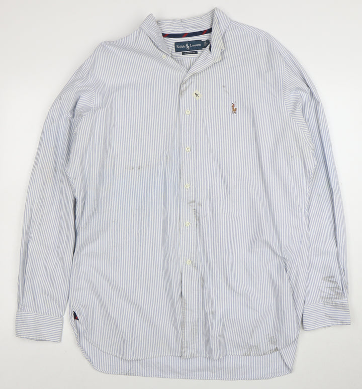 Ralph Lauren Men’s Blue Striped Classic Fit Long Sleeve Shirt L