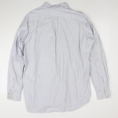 Ralph Lauren Men’s Blue Striped Classic Fit Long Sleeve Shirt L