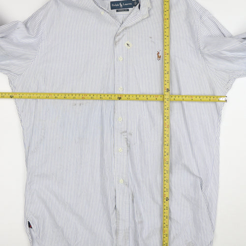 Ralph Lauren Men’s Blue Striped Classic Fit Long Sleeve Shirt L