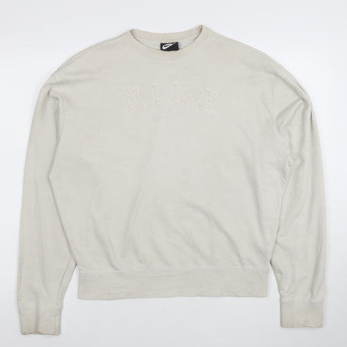 Nike Womens Beige Small Pullover Crew Neck Sweatshirt