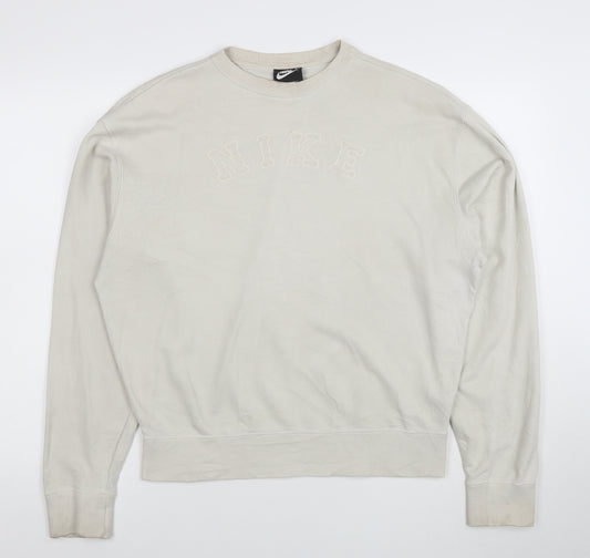 Nike Womens Beige Small Pullover Crew Neck Sweatshirt