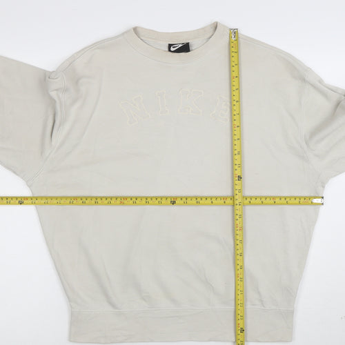 Nike Womens Beige Small Pullover Crew Neck Sweatshirt