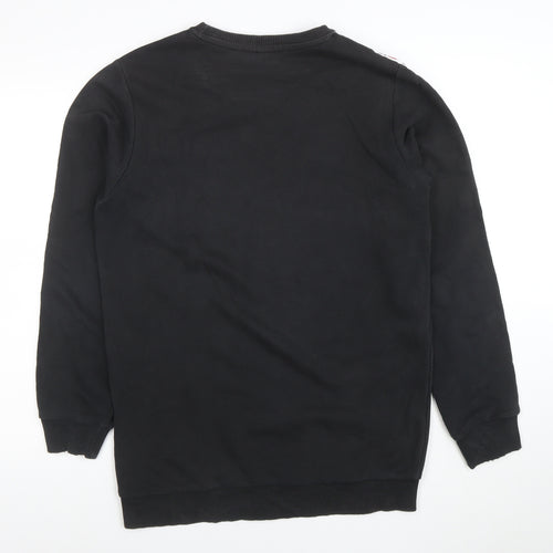 FILA Mens Black Logo Tape Crew Neck Sweatshirt Size M