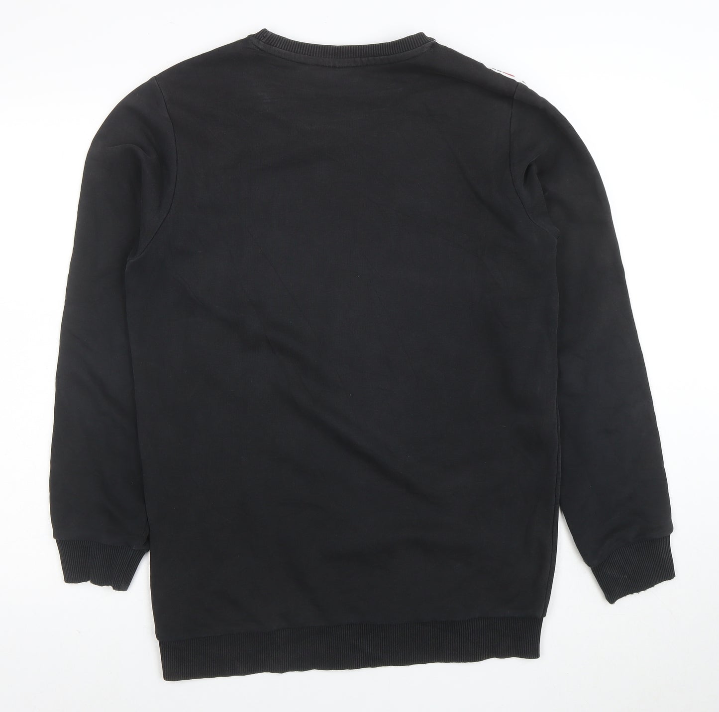 FILA Mens Black Logo Tape Crew Neck Sweatshirt Size M