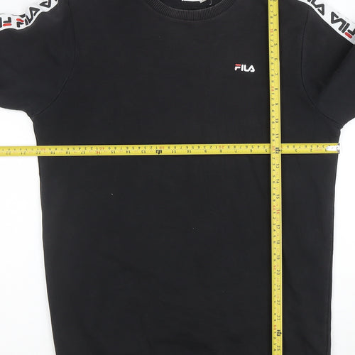 FILA Mens Black Logo Tape Crew Neck Sweatshirt Size M