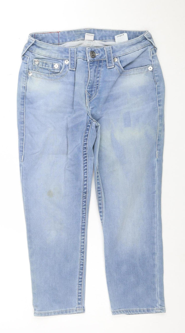 True Religion Womens Blue Size 28 Mid Rise Straight Jeans