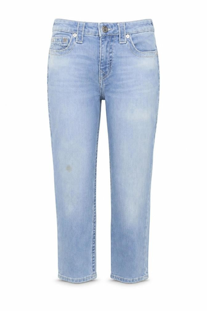 Front view of True Religion women’s blue, size UK 28, mid rise straight jeans