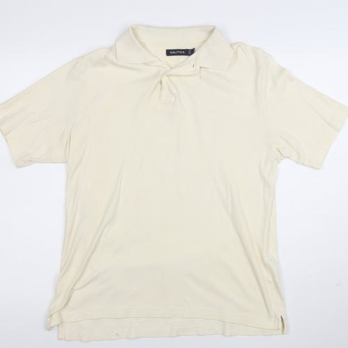 Nautica Men's Beige Short Sleeve Classic Fit Cotton Polo Shirt Size S