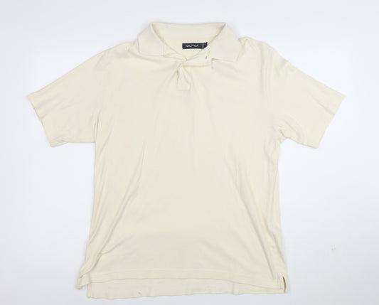 Nautica Men's Beige Short Sleeve Classic Fit Cotton Polo Shirt Size S