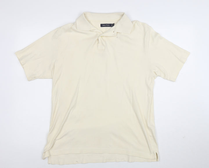 Nautica Men's Beige Short Sleeve Classic Fit Cotton Polo Shirt Size S