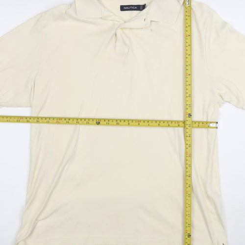 Nautica Men's Beige Short Sleeve Classic Fit Cotton Polo Shirt Size S