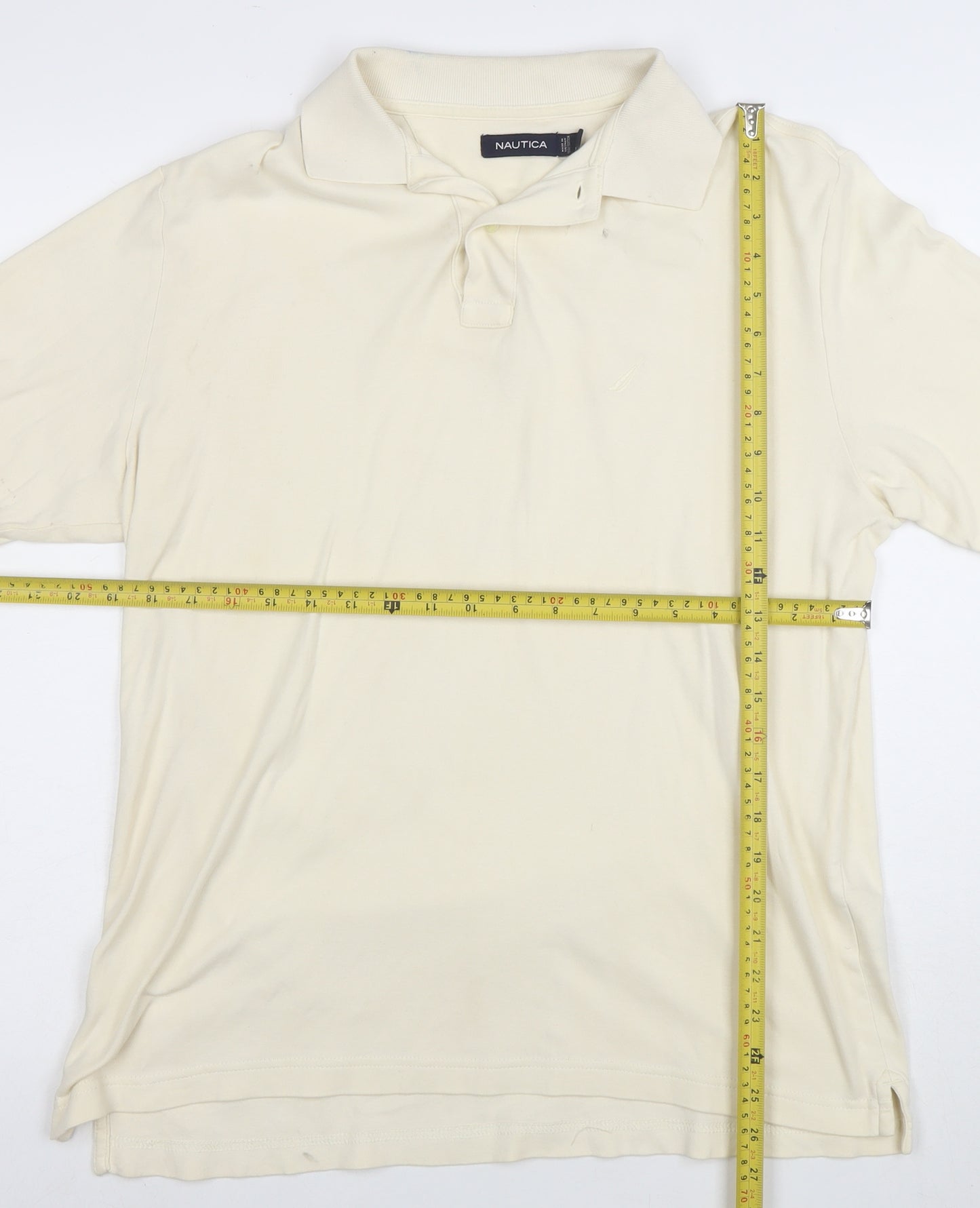 Nautica Men's Beige Short Sleeve Classic Fit Cotton Polo Shirt Size S