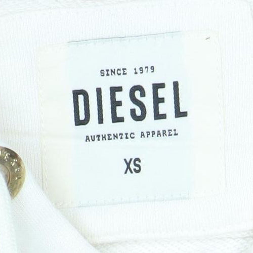 Diesel Womens XS Colourblock Hoodie in Cream and Peach