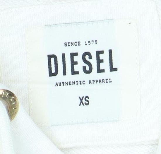 Diesel Womens XS Colourblock Hoodie in Cream and Peach