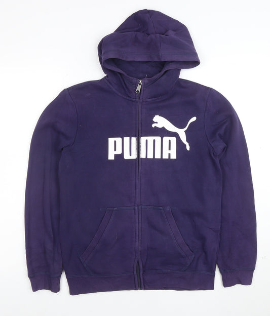 Puma Boys Purple Full Zip Hoodie Size 14 Years Cotton Blend