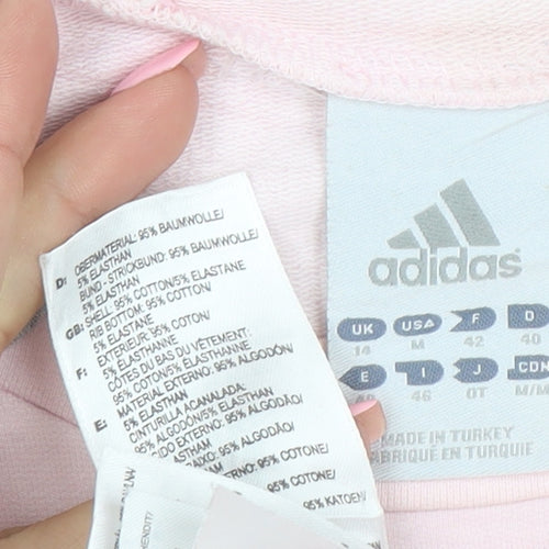 Adidas Women Pink Pullover Hoodie Size 14 Cotton Blend Logo Sleeve