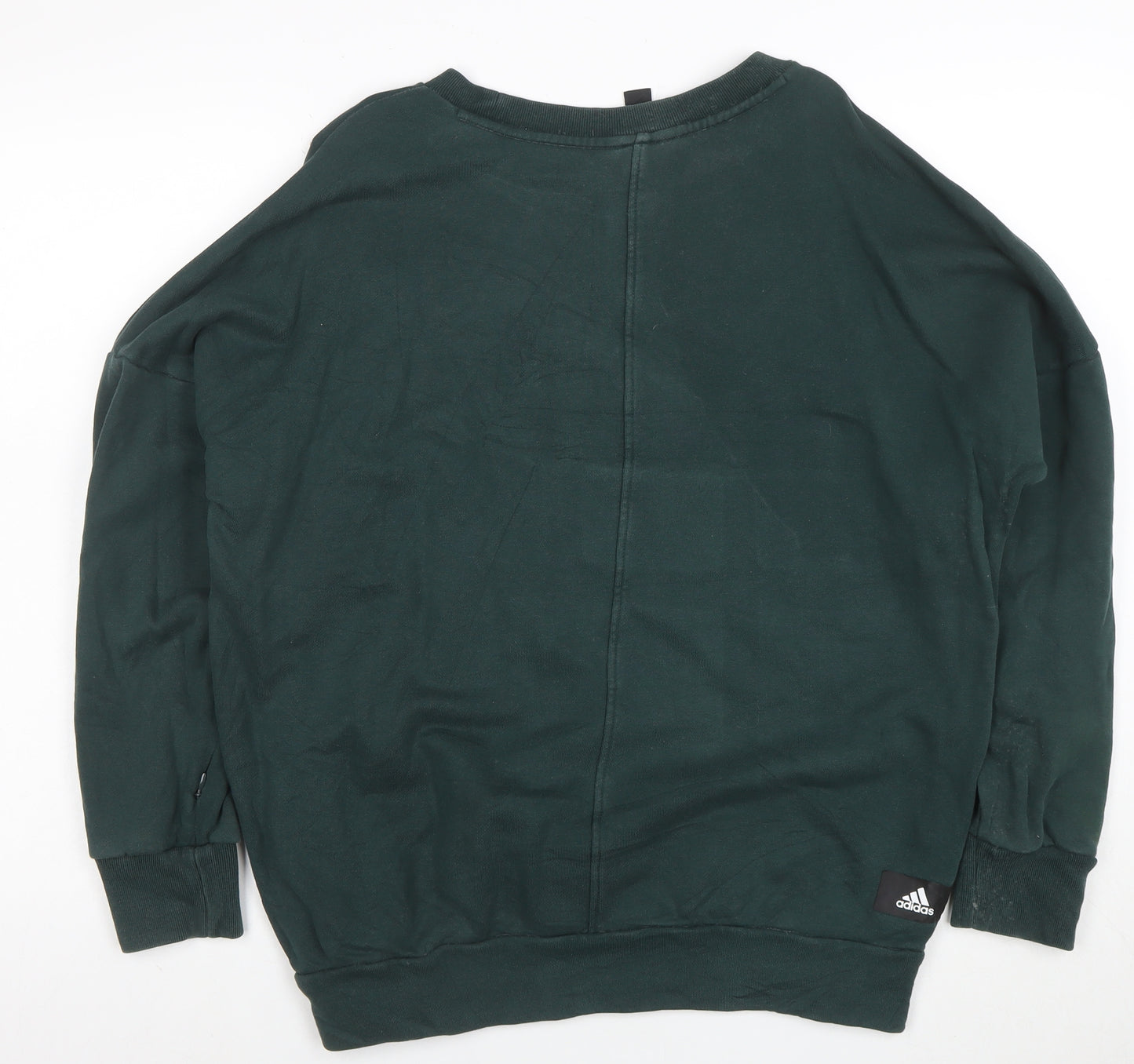 Adidas Womens Green Cotton Pullover Sweatshirt Size L Casual Logo