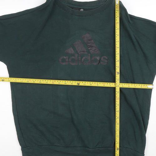 Adidas Womens Green Cotton Pullover Sweatshirt Size L Casual Logo