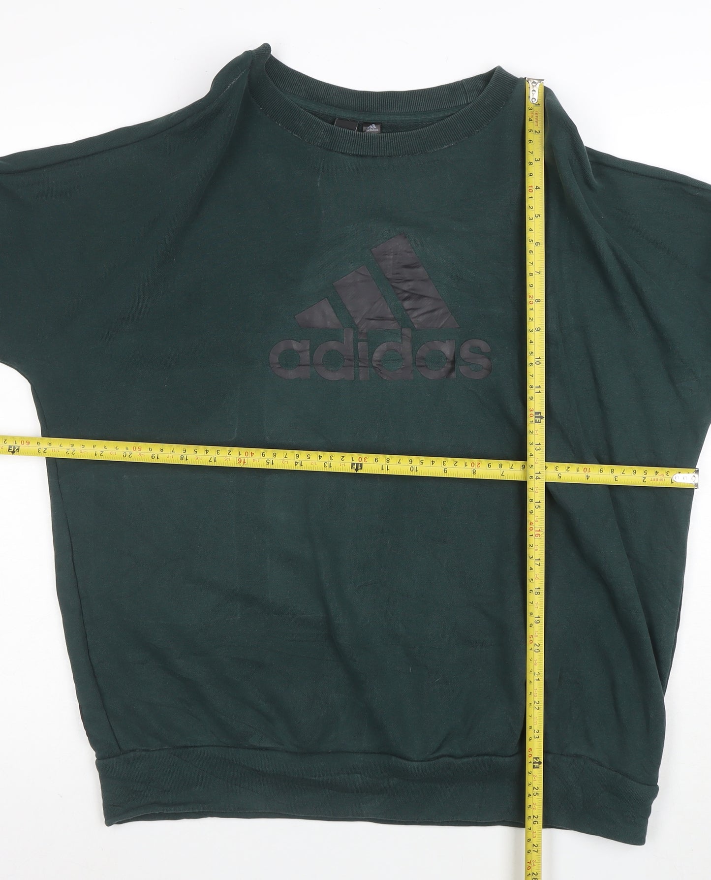 Adidas Womens Green Cotton Pullover Sweatshirt Size L Casual Logo