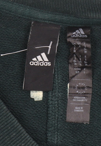 Adidas Womens Green Cotton Pullover Sweatshirt Size L Casual Logo