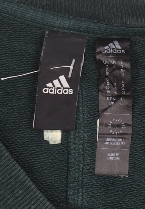 Adidas Womens Green Cotton Pullover Sweatshirt Size L Casual Logo