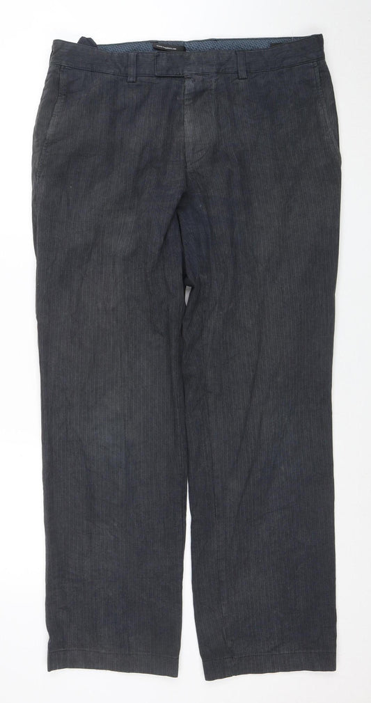 Hugo Boss Men's Grey Herringbone Chino Trousers L 34W 31L