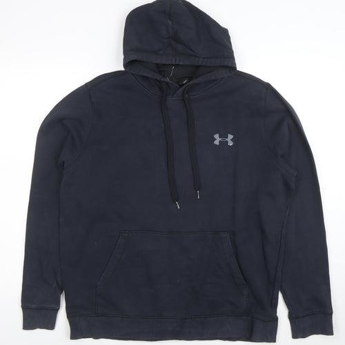 Under Armour Womens Black Pullover Hoodie L Cotton Blend Logo Detail