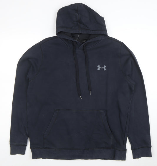Under Armour Womens Black Pullover Hoodie L Cotton Blend Logo Detail